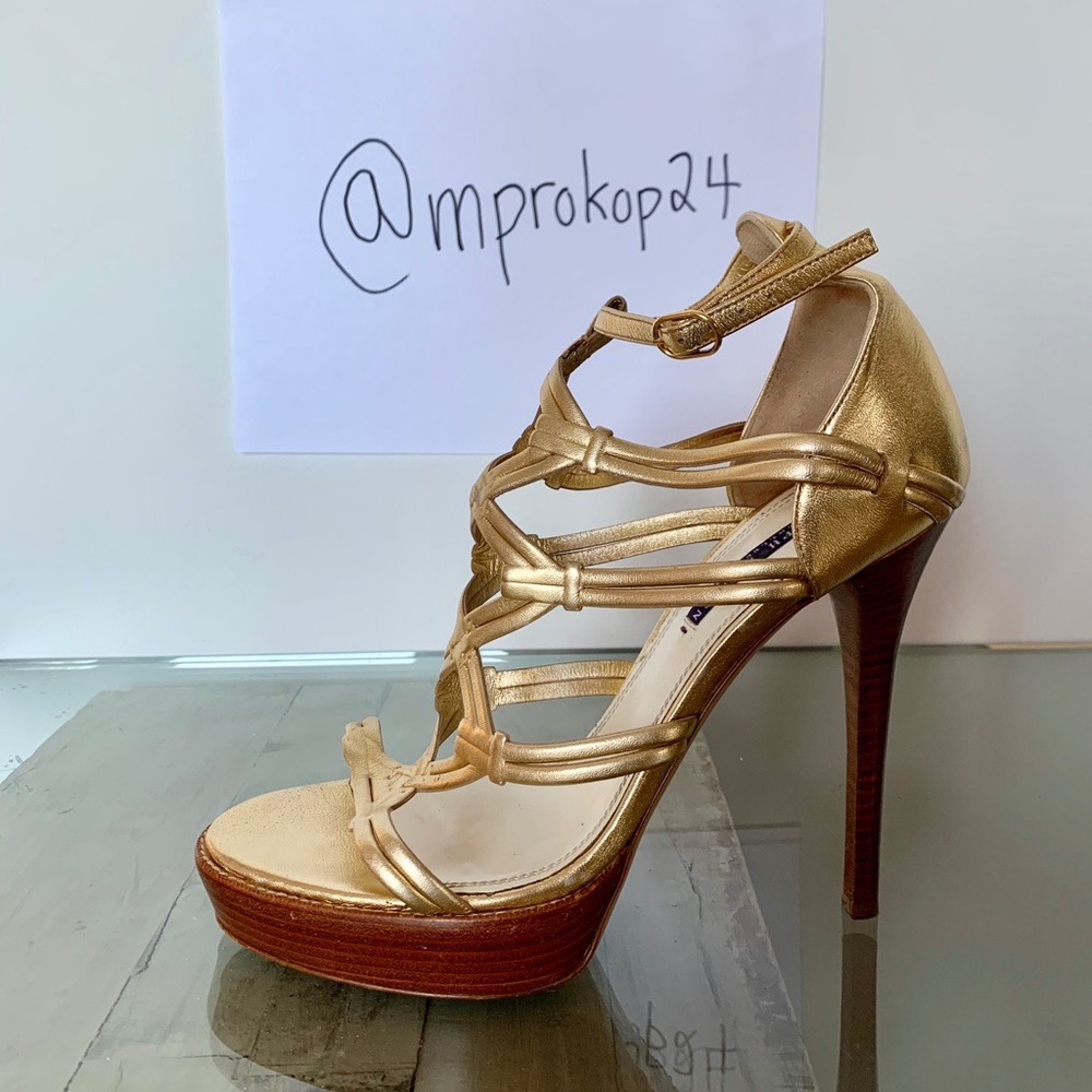 Ralph Lauren Collection Metallic Leather Heels